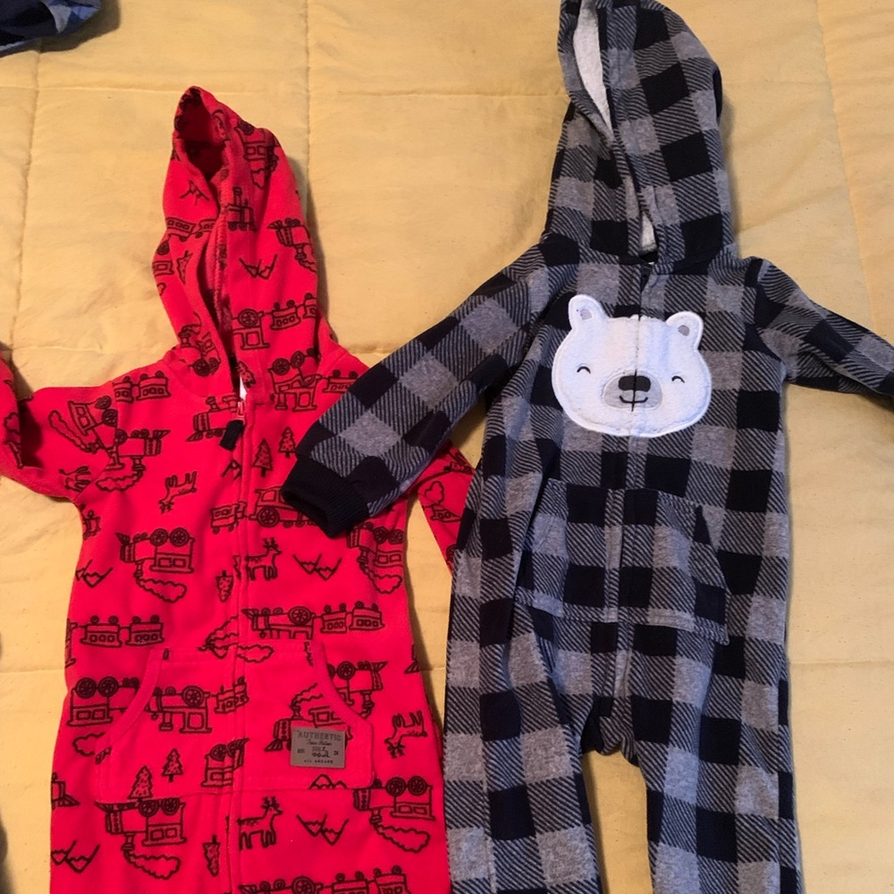 2 One Piece zip up pajamas